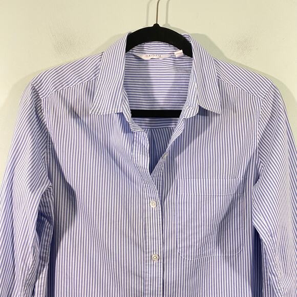 Athleta Women Blue Striped Long Sleeve Button Up Shirt Size XS - Picture 2 of 8